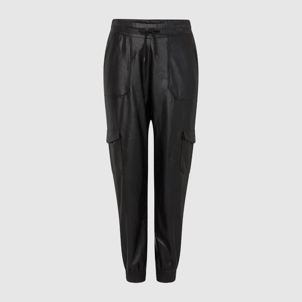 WAT. THE BRAND VEGAN LEATHER CARGO JOGGERS - BLACK